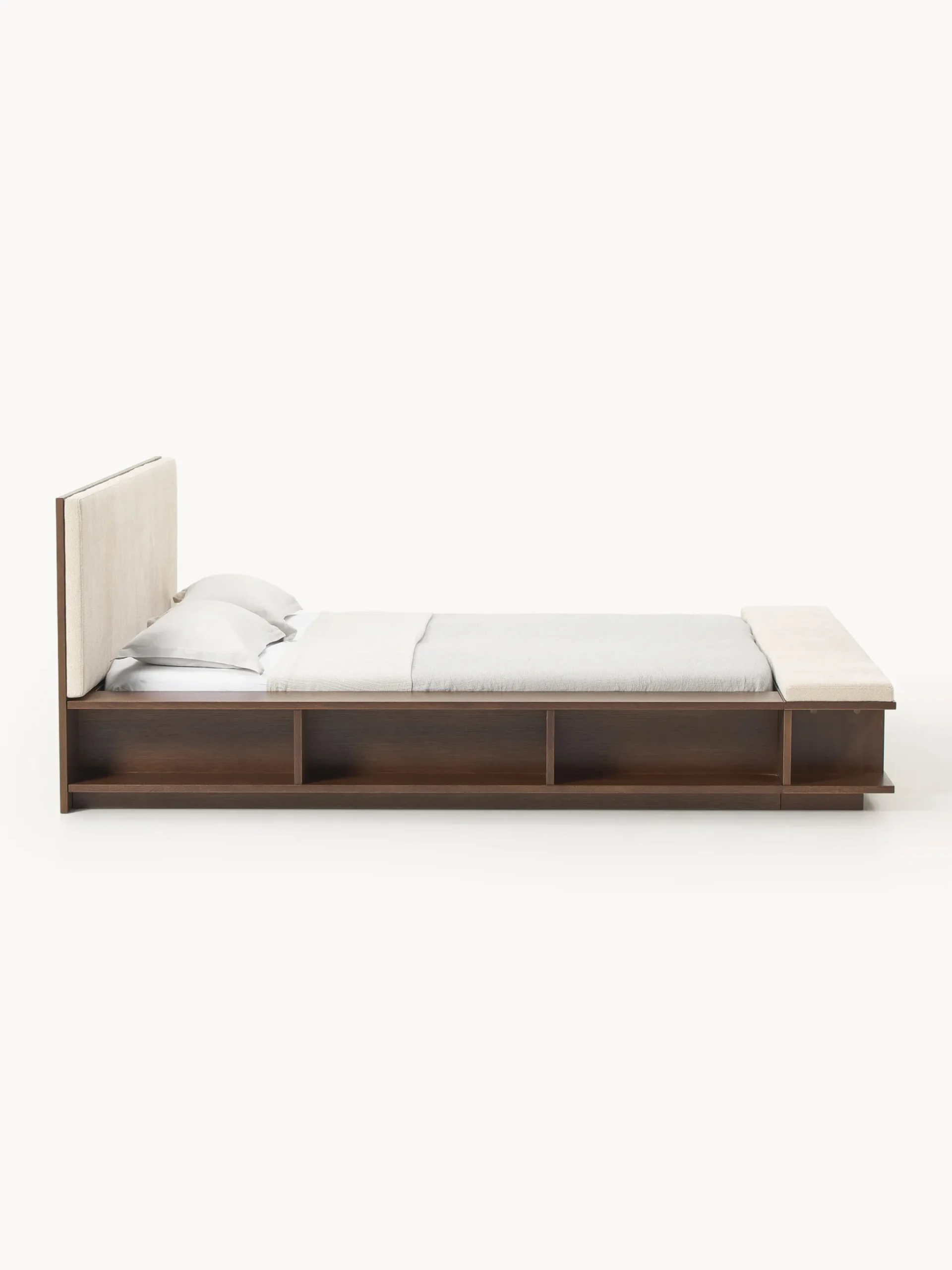 Letto in legno con panca e mensole laterali Clark