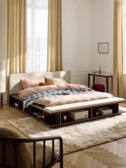 Letto in legno con panca e mensole laterali Clark