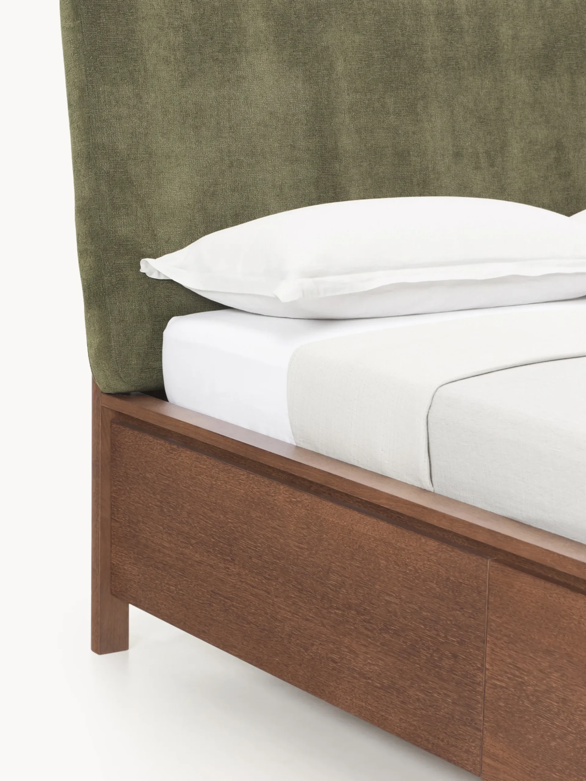 Letto in legno con testiera imbottita e cassetti Santiago