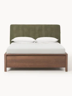 Letto in legno con testiera imbottita e cassetti Santiago