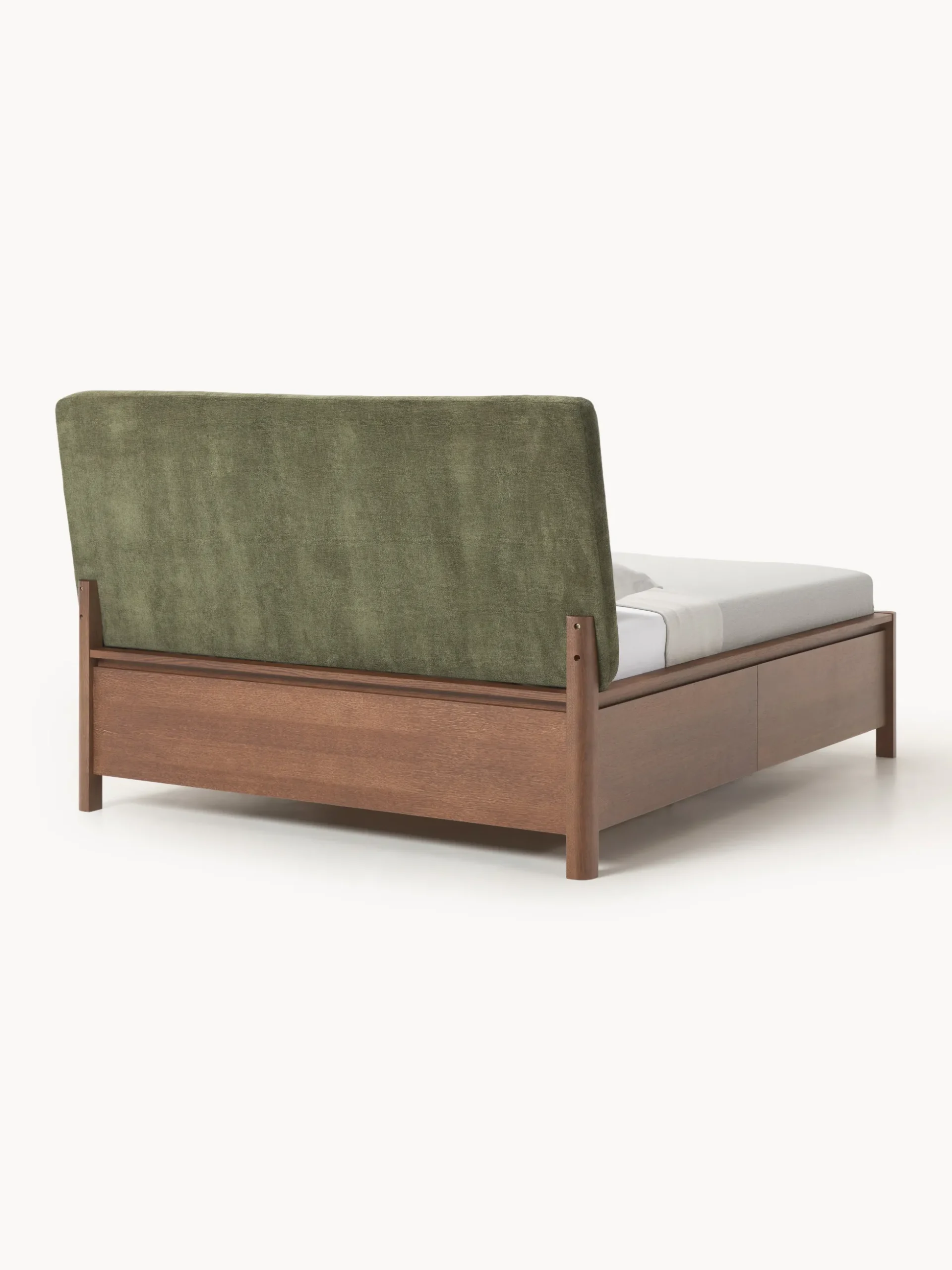 Letto in legno con testiera imbottita e cassetti Santiago
