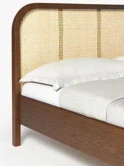Letto in legno con testiera in vimini Jones
