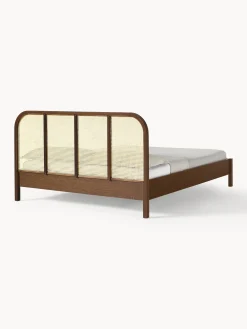 Letto in legno con testiera in vimini Jones