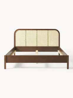 Letto in legno con testiera in vimini Jones