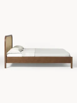 Letto in legno con testiera in vimini Jones