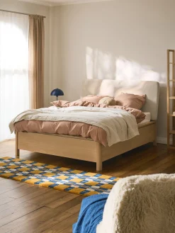 Letto in legno con testiera imbottita e cassetti Santiago