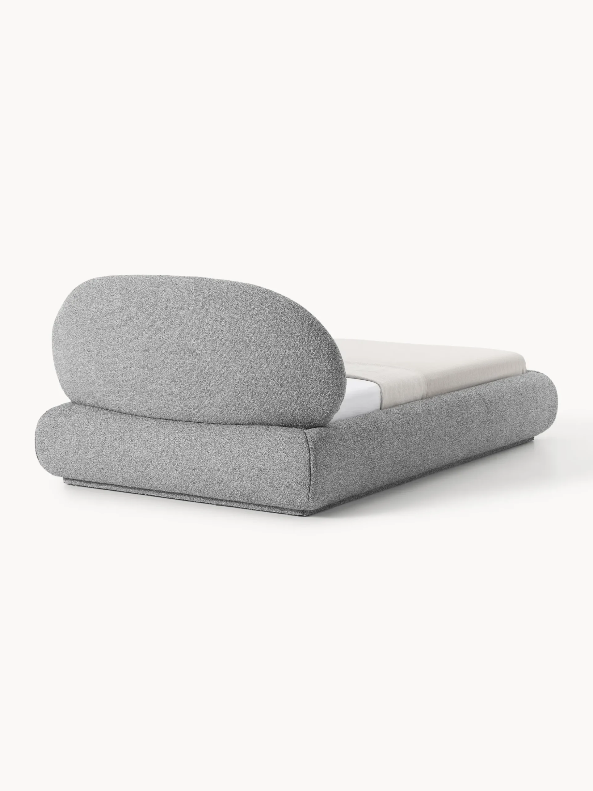 Letto singolo imbottito in bouclé con contenitore Alba