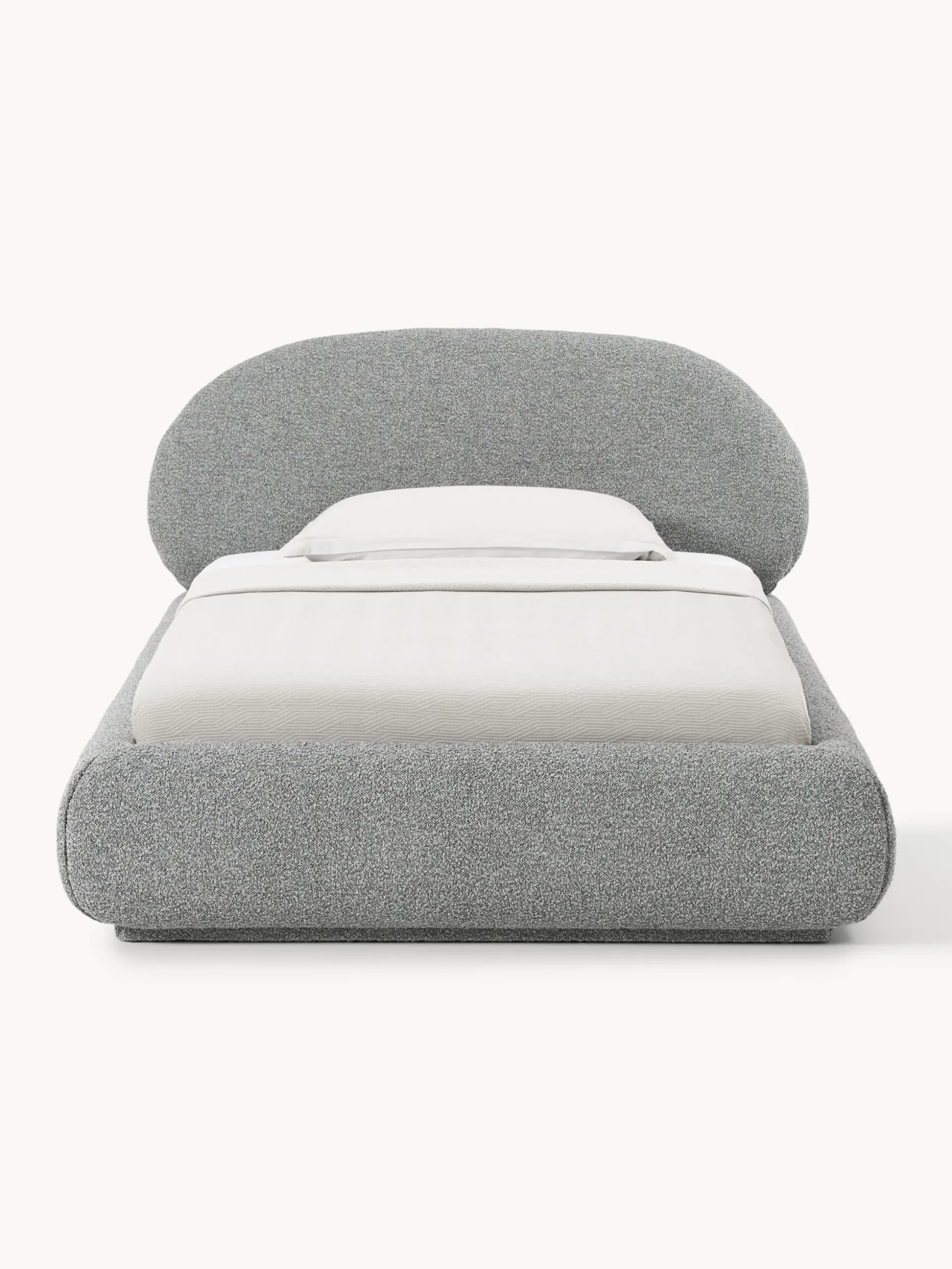 Letto singolo imbottito in bouclé con contenitore Alba