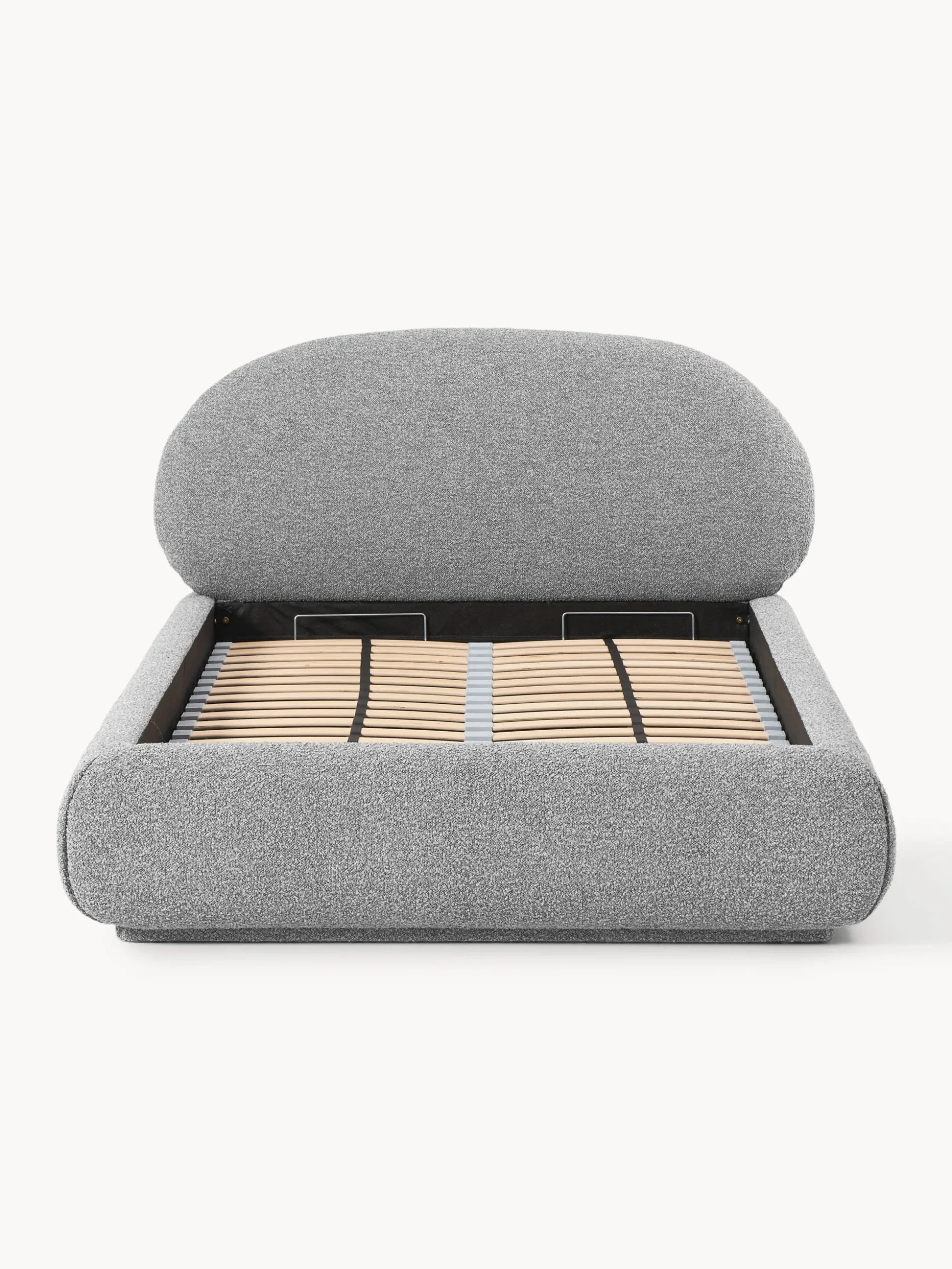Letto singolo imbottito in bouclé con contenitore Alba