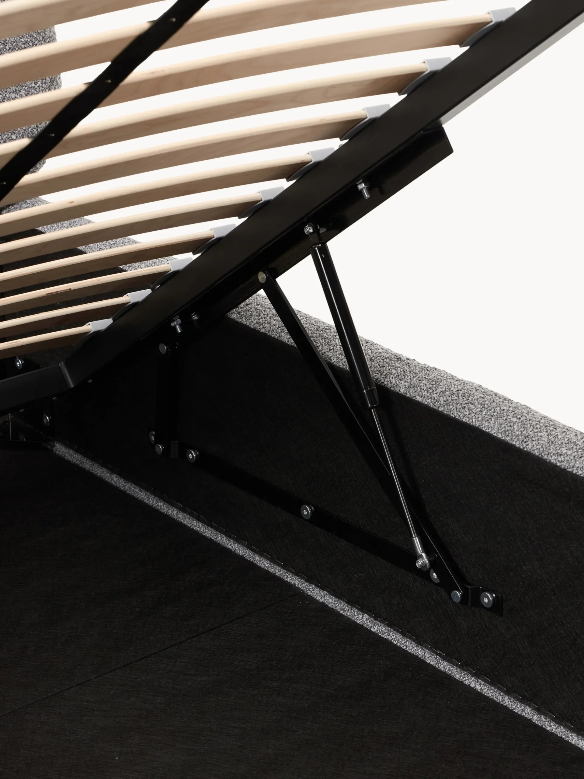 Letto singolo imbottito in bouclé con contenitore Alba