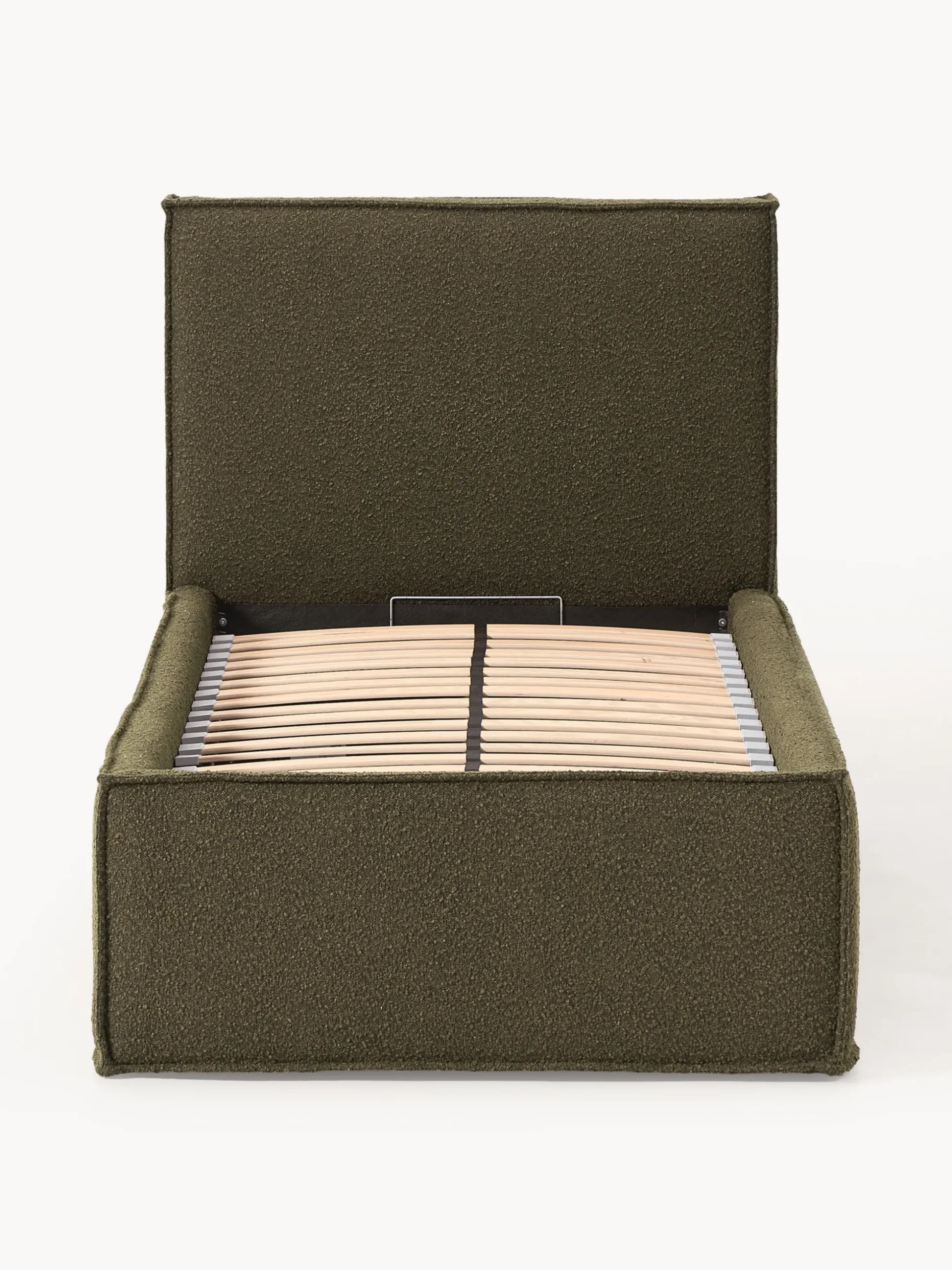 Letto singolo imbottito in bouclé con contenitore Dream