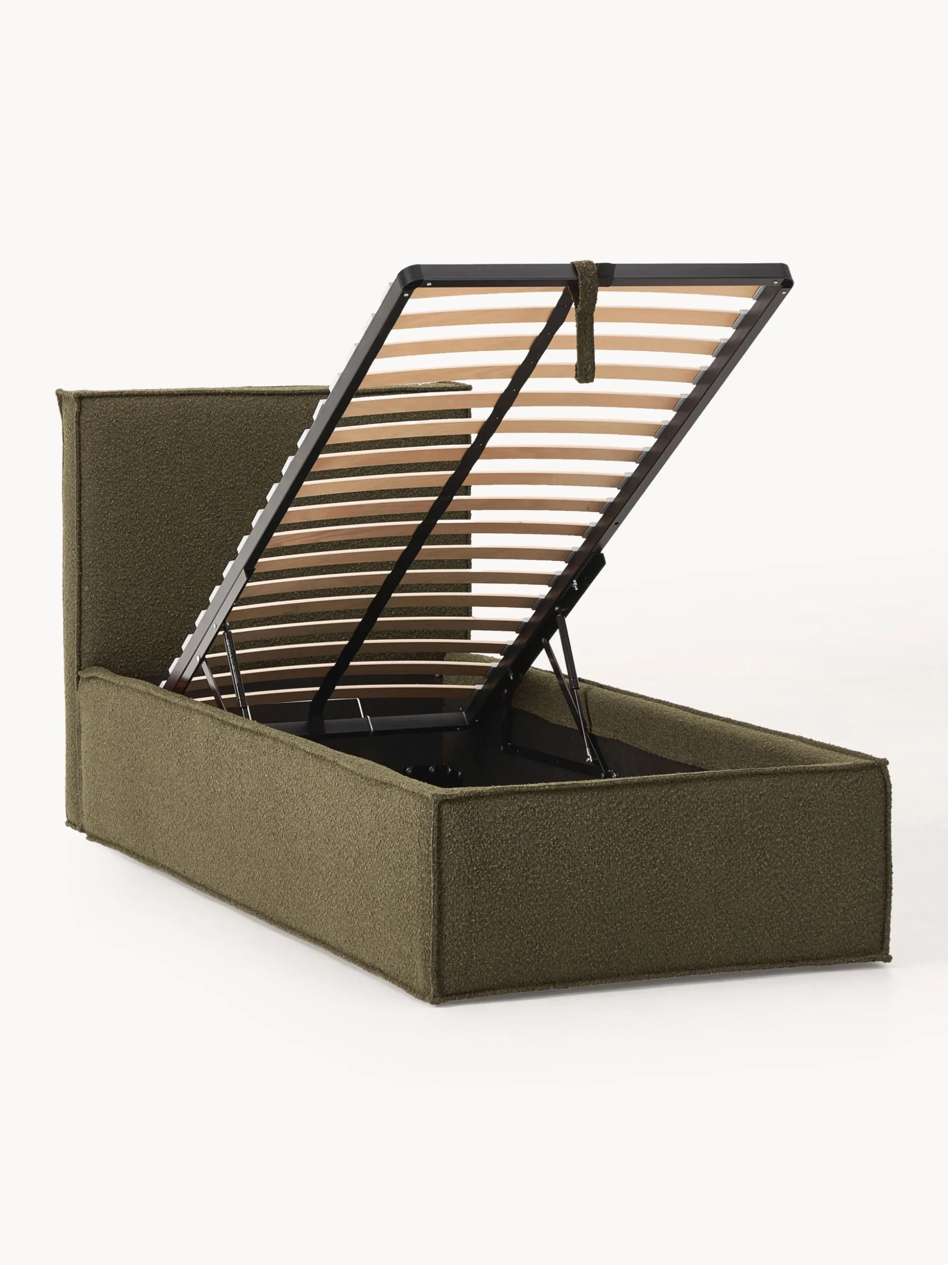 Letto singolo imbottito in bouclé con contenitore Dream