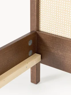 Letto singolo in legno con testiera in vimini Jones