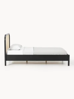 Letto singolo in legno con testiera in vimini Jones
