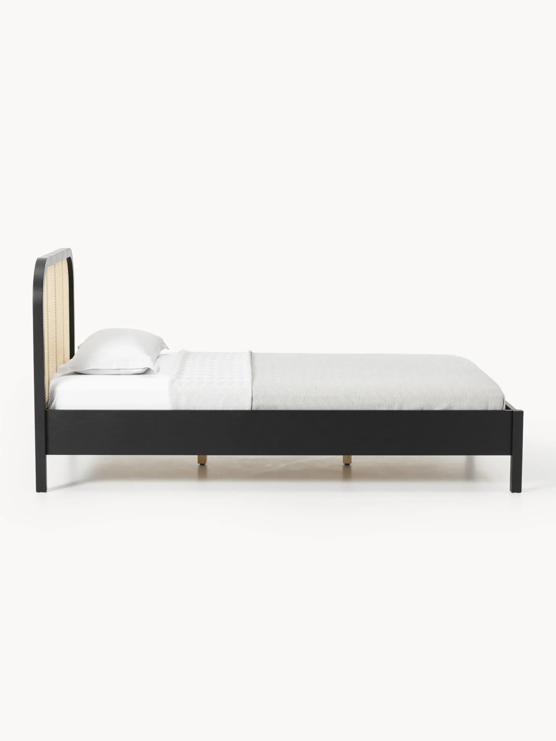 Letto singolo in legno con testiera in vimini Jones