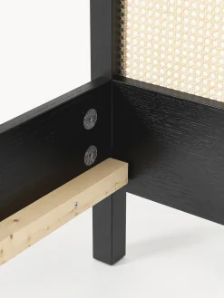 Letto singolo in legno con testiera in vimini Jones