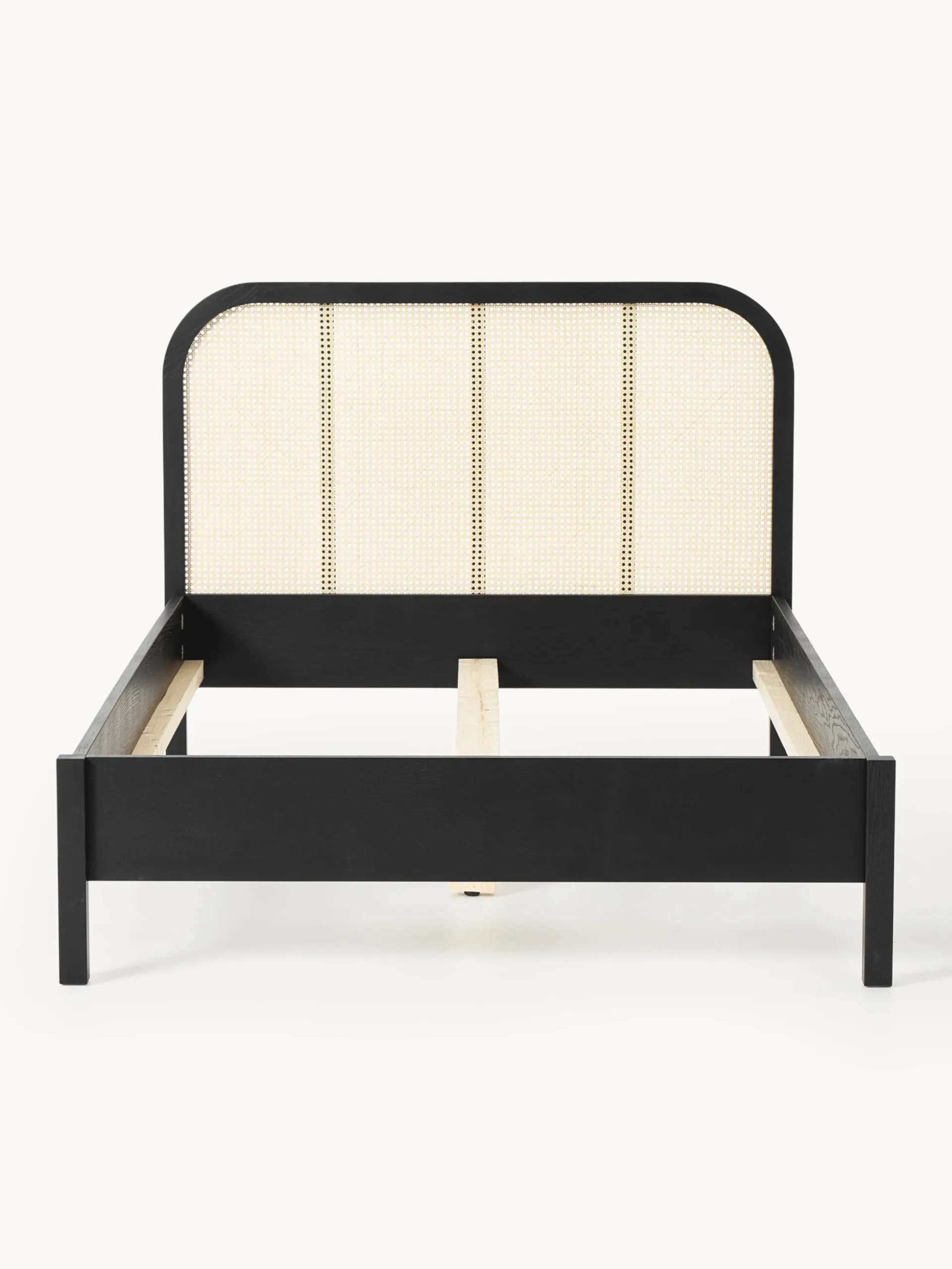 Letto singolo in legno con testiera in vimini Jones