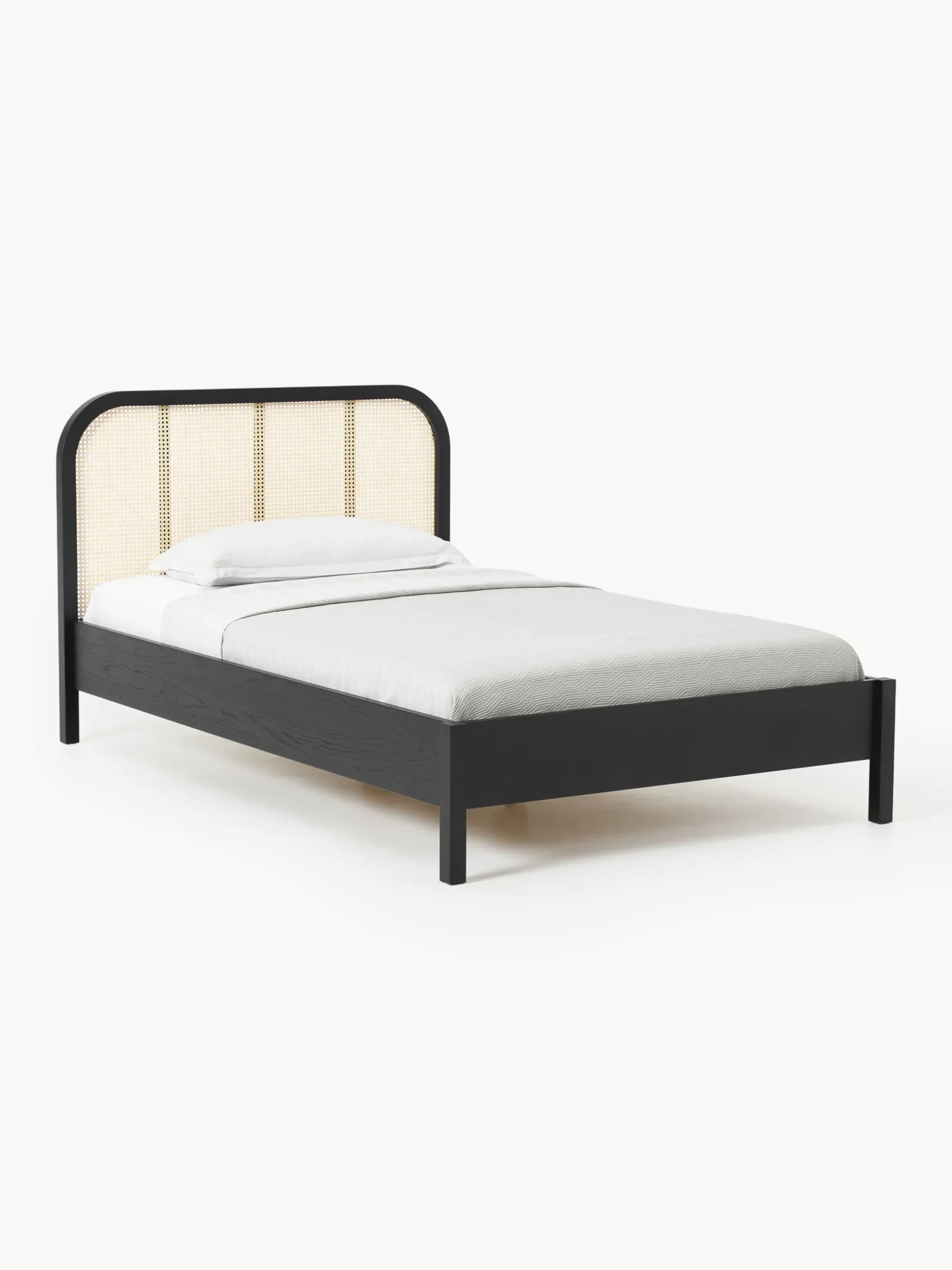 Letto singolo in legno con testiera in vimini Jones