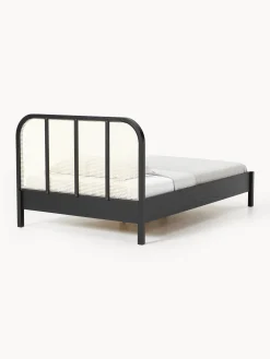 Letto singolo in legno con testiera in vimini Jones