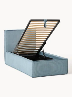 Letto singolo in velluto a coste con spazio contenitore aggiuntivo Dream