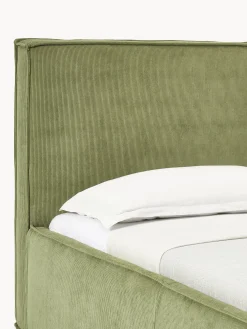 Letto singolo in velluto a coste con spazio contenitore aggiuntivo Dream