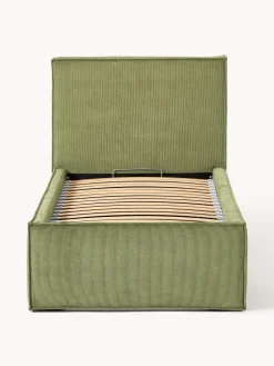 Letto singolo in velluto a coste con spazio contenitore aggiuntivo Dream