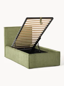 Letto singolo in velluto a coste con spazio contenitore aggiuntivo Dream
