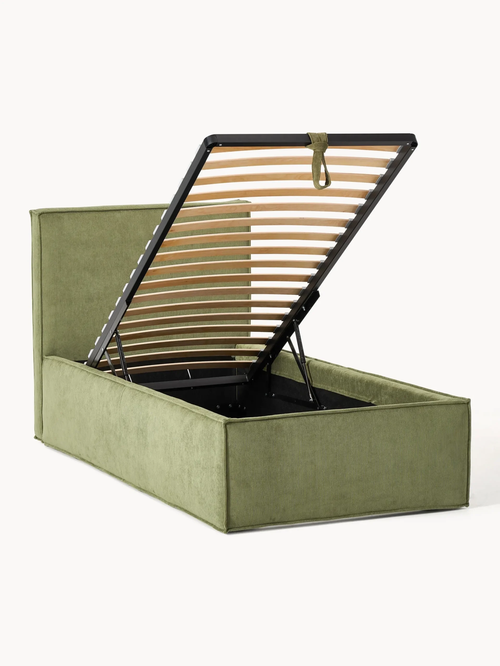 Letto singolo in velluto a coste con spazio contenitore aggiuntivo Dream