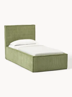 Letto singolo in velluto a coste con spazio contenitore aggiuntivo Dream