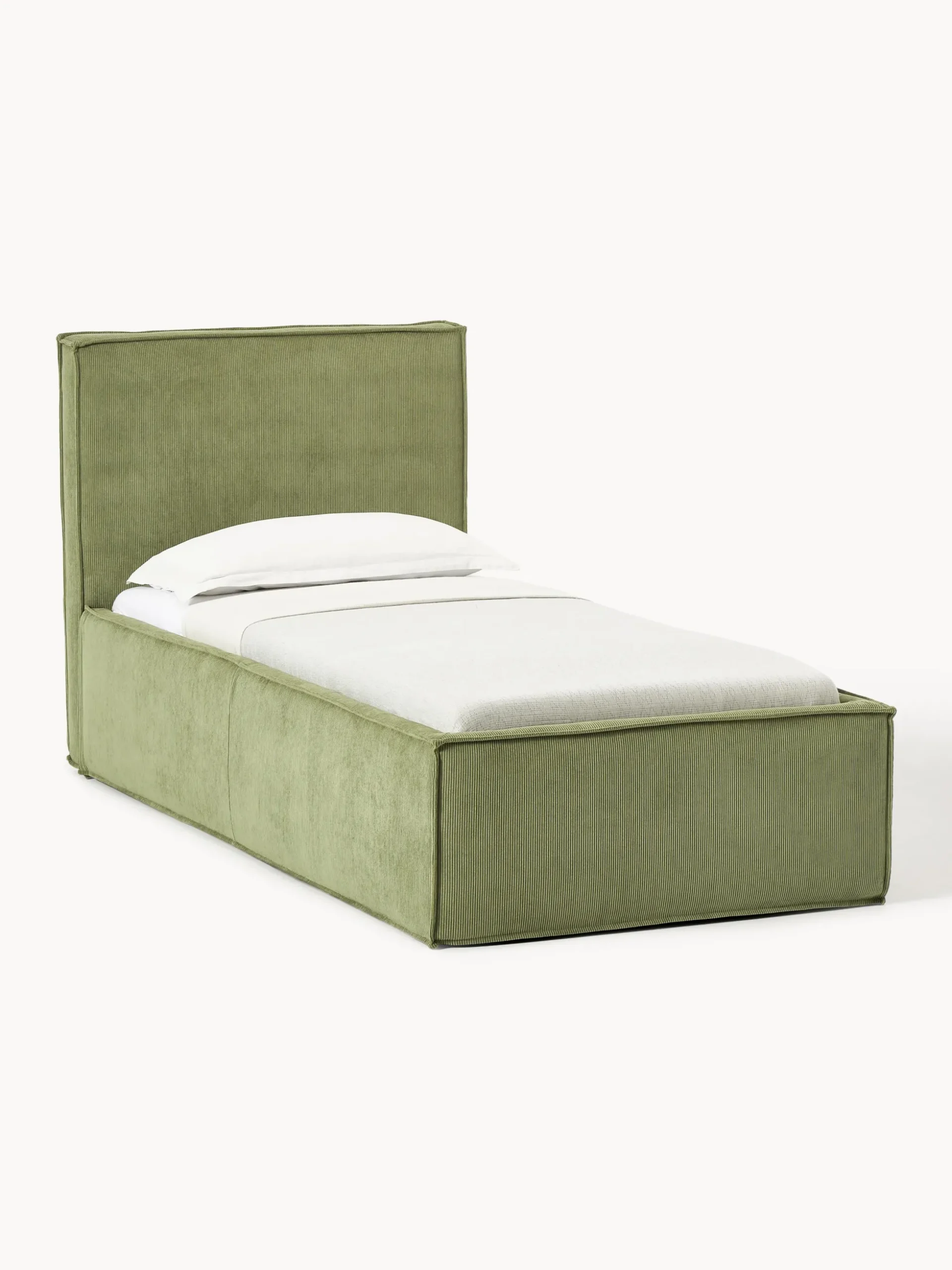 Letto singolo in velluto a coste con spazio contenitore aggiuntivo Dream