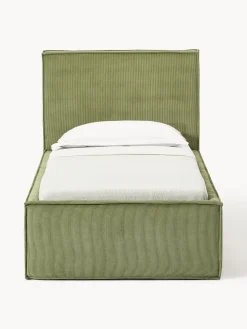 Letto singolo in velluto a coste con spazio contenitore aggiuntivo Dream