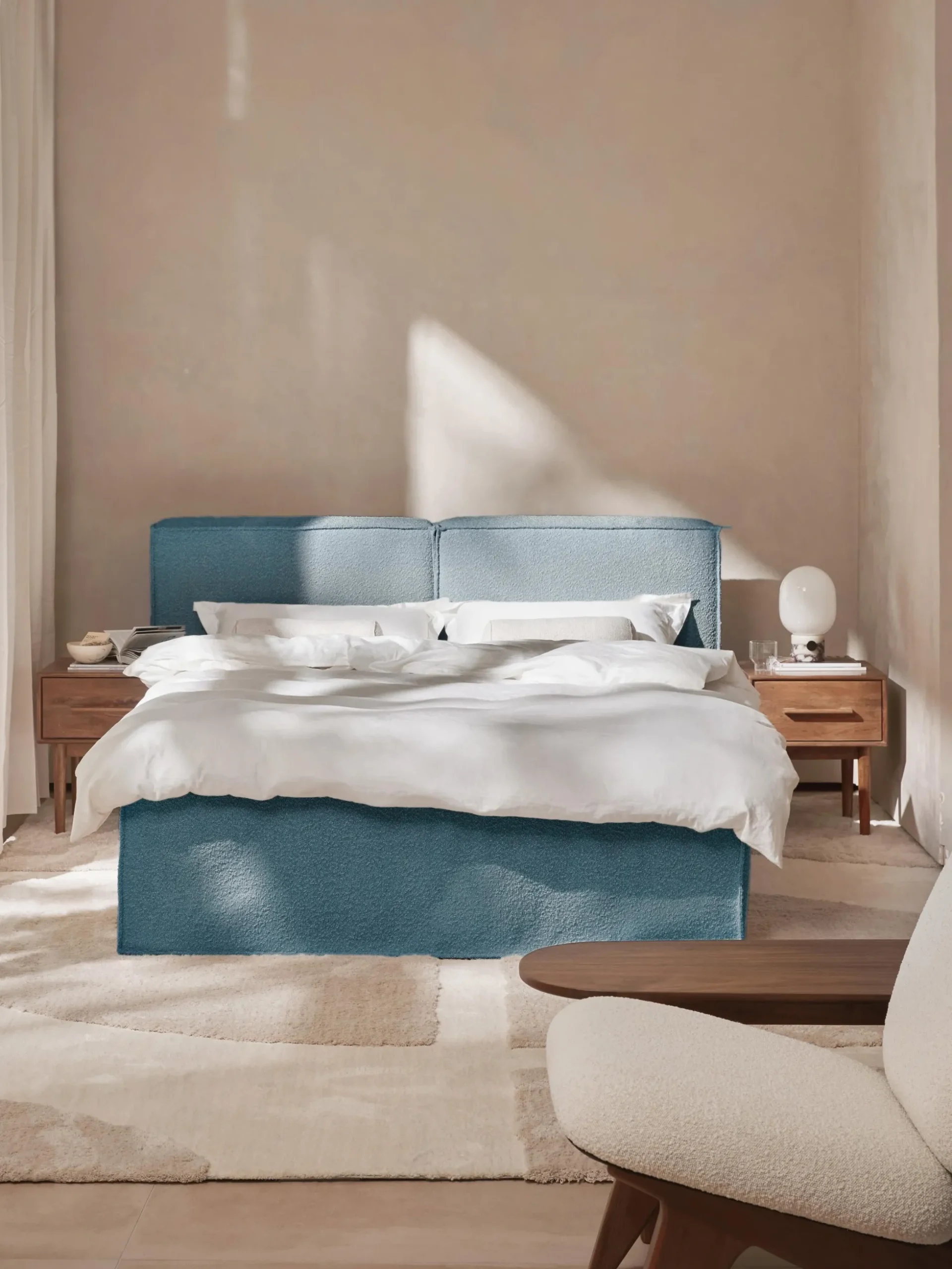 Letto boxspring in bouclé Lennon