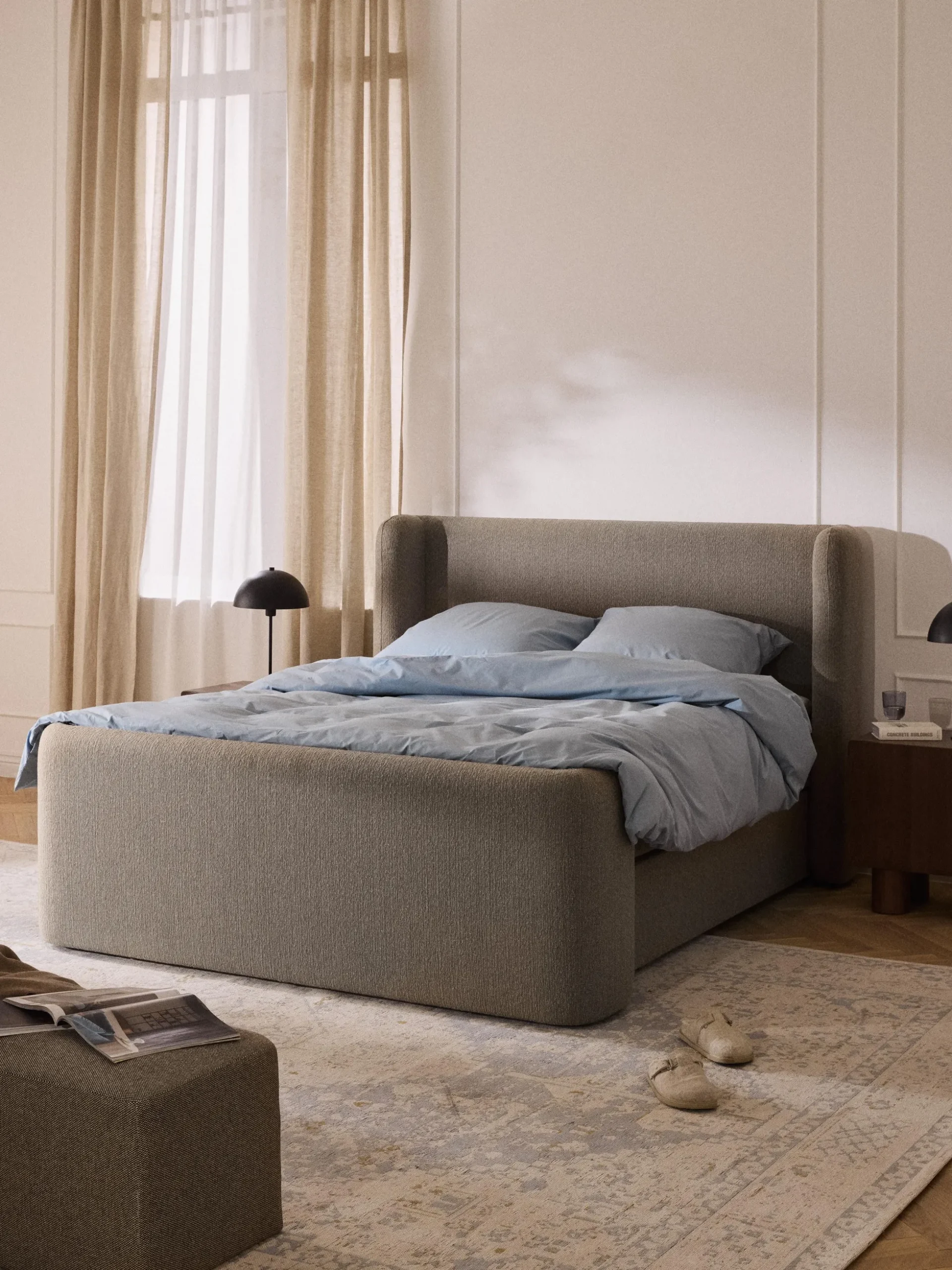 Letto boxspring in bouclé Perla