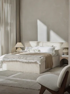 Letto boxspring in velluto a coste Lennon