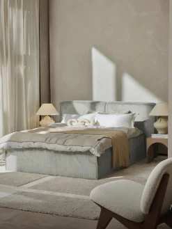 Letto boxspring in velluto a coste Lennon