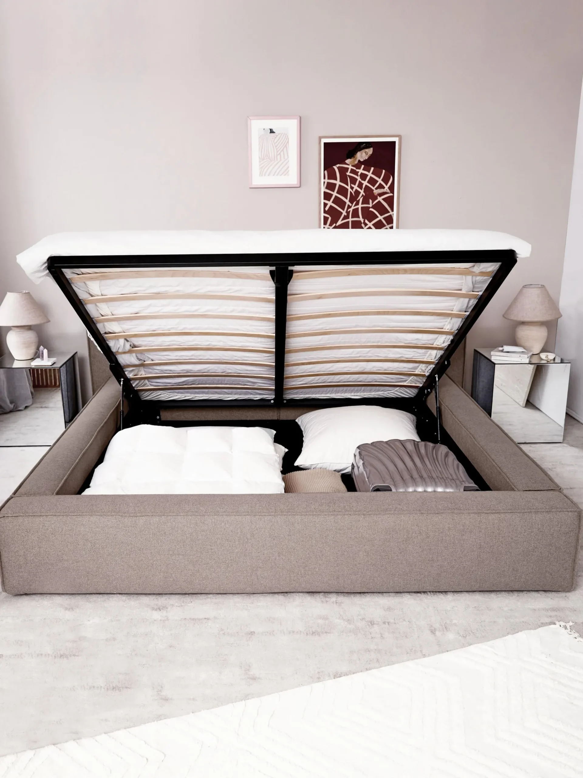 Letto imbottito con contenitore Lennon