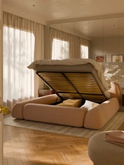Letto imbottito con contenitore Wolke