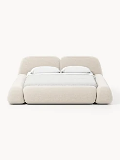Letto imbottito in bouclé con contenitore Wolke