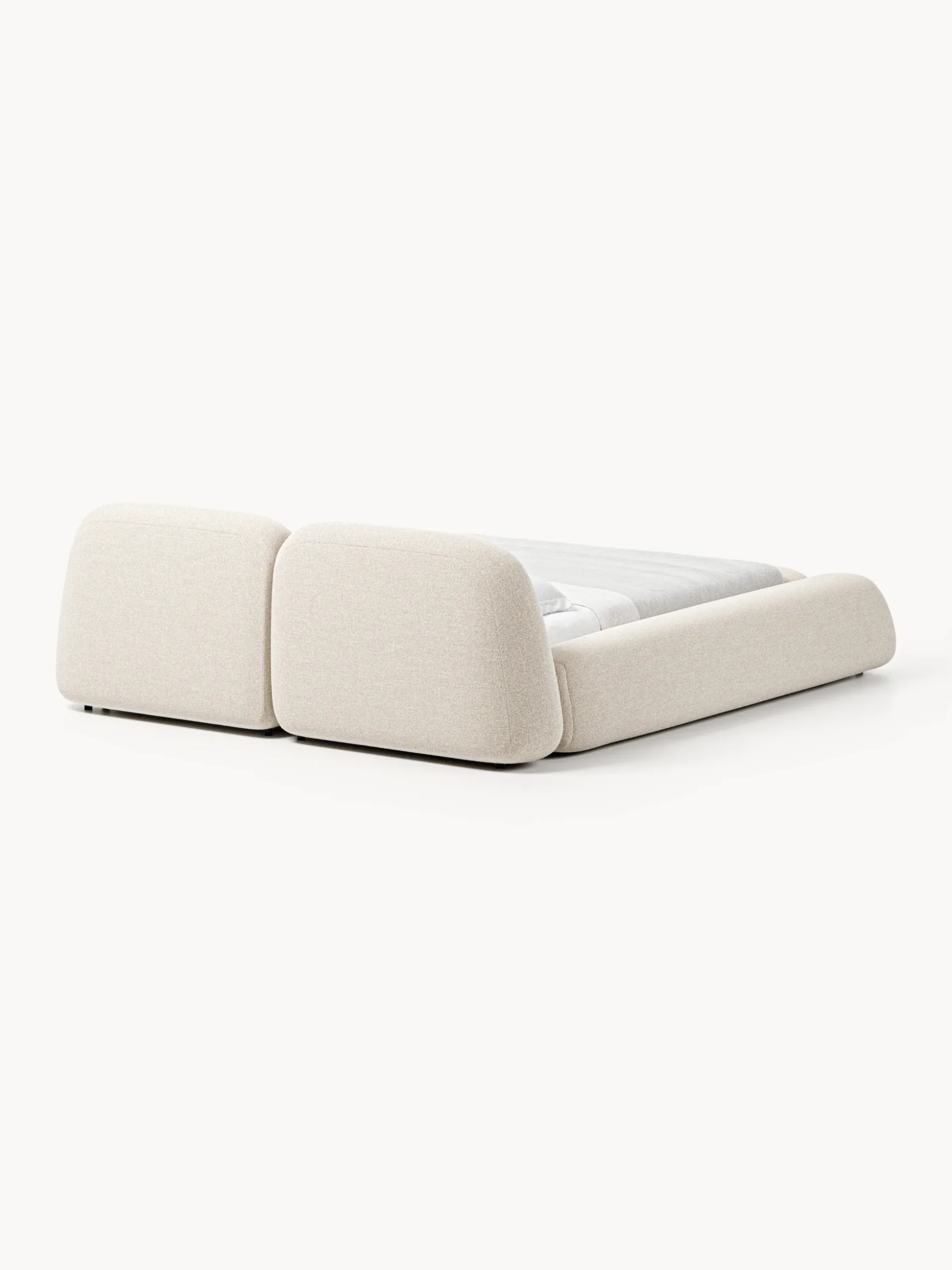 Letto imbottito in bouclé con contenitore Wolke