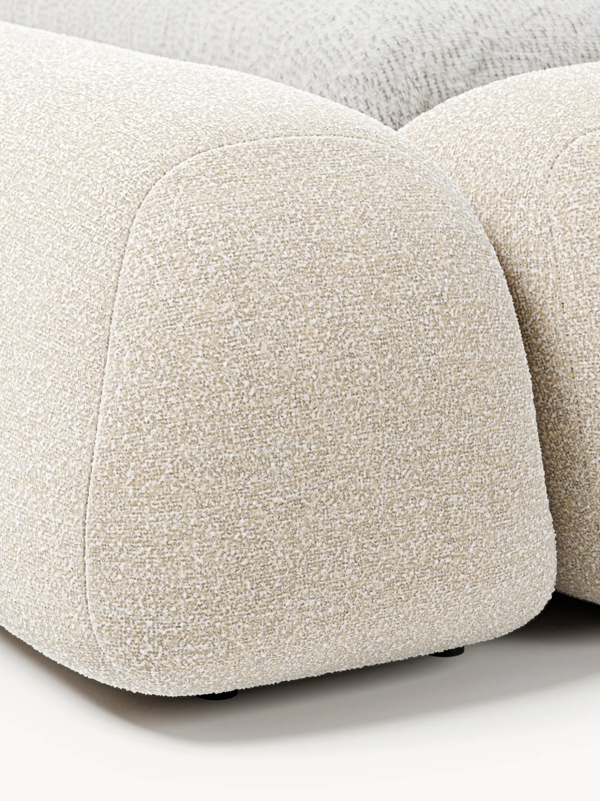 Letto imbottito in bouclé con contenitore Wolke