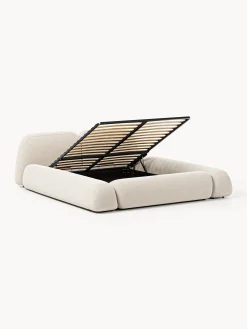 Letto imbottito in bouclé con contenitore Wolke