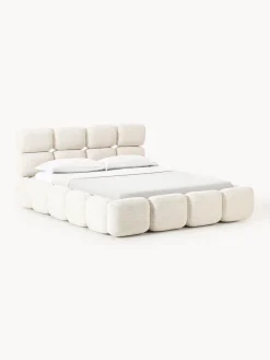 Letto imbottito in bouclé con contenitore Tayla