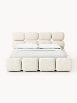 Letto imbottito in bouclé con contenitore Tayla