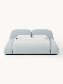 Letto imbottito in bouclé con contenitore Wolke