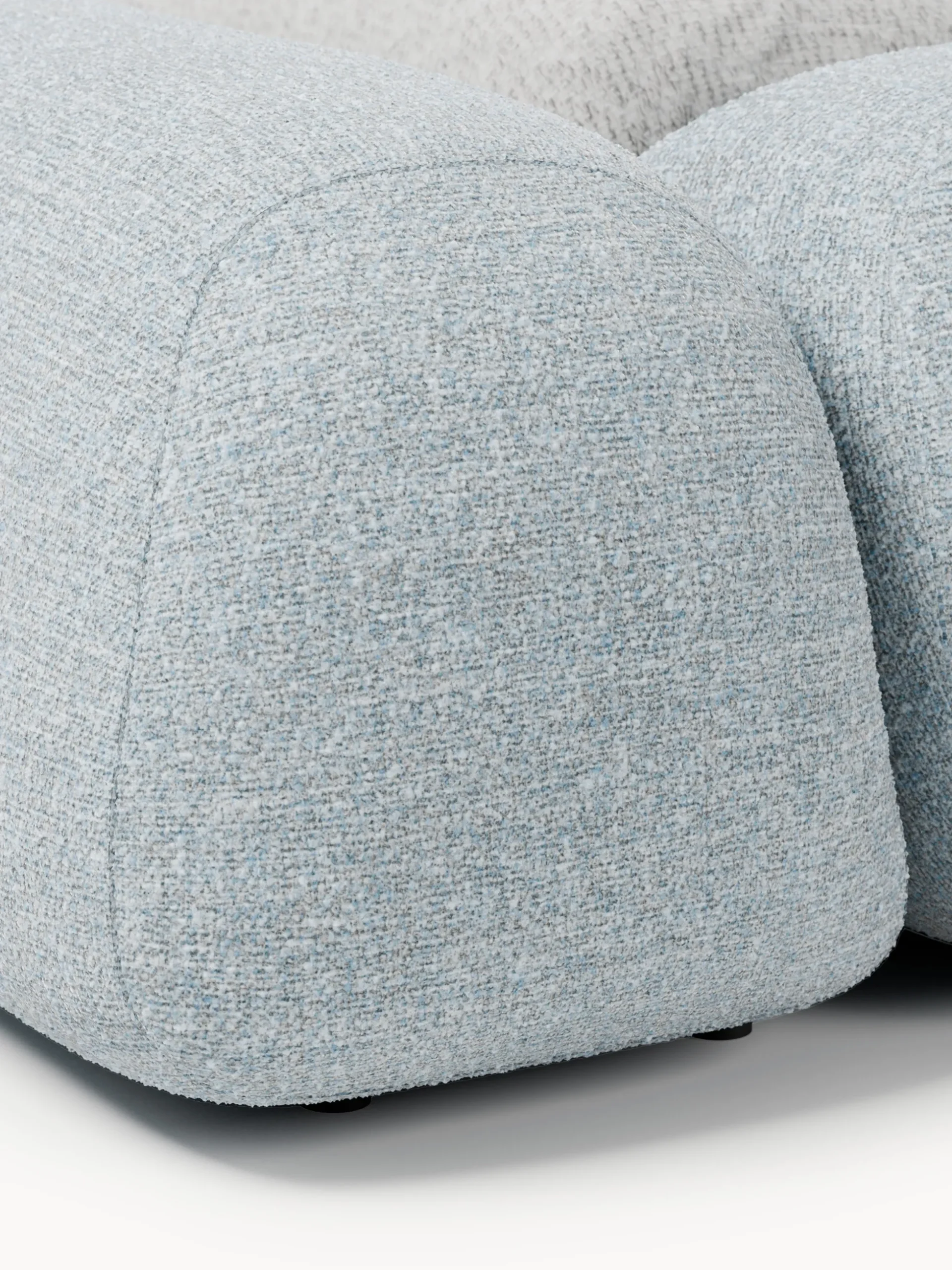 Letto imbottito in bouclé con contenitore Wolke