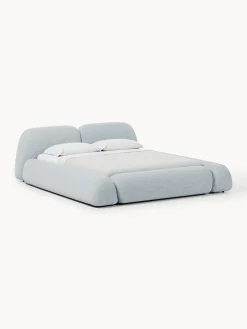 Letto imbottito in bouclé con contenitore Wolke