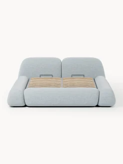 Letto imbottito in bouclé con contenitore Wolke
