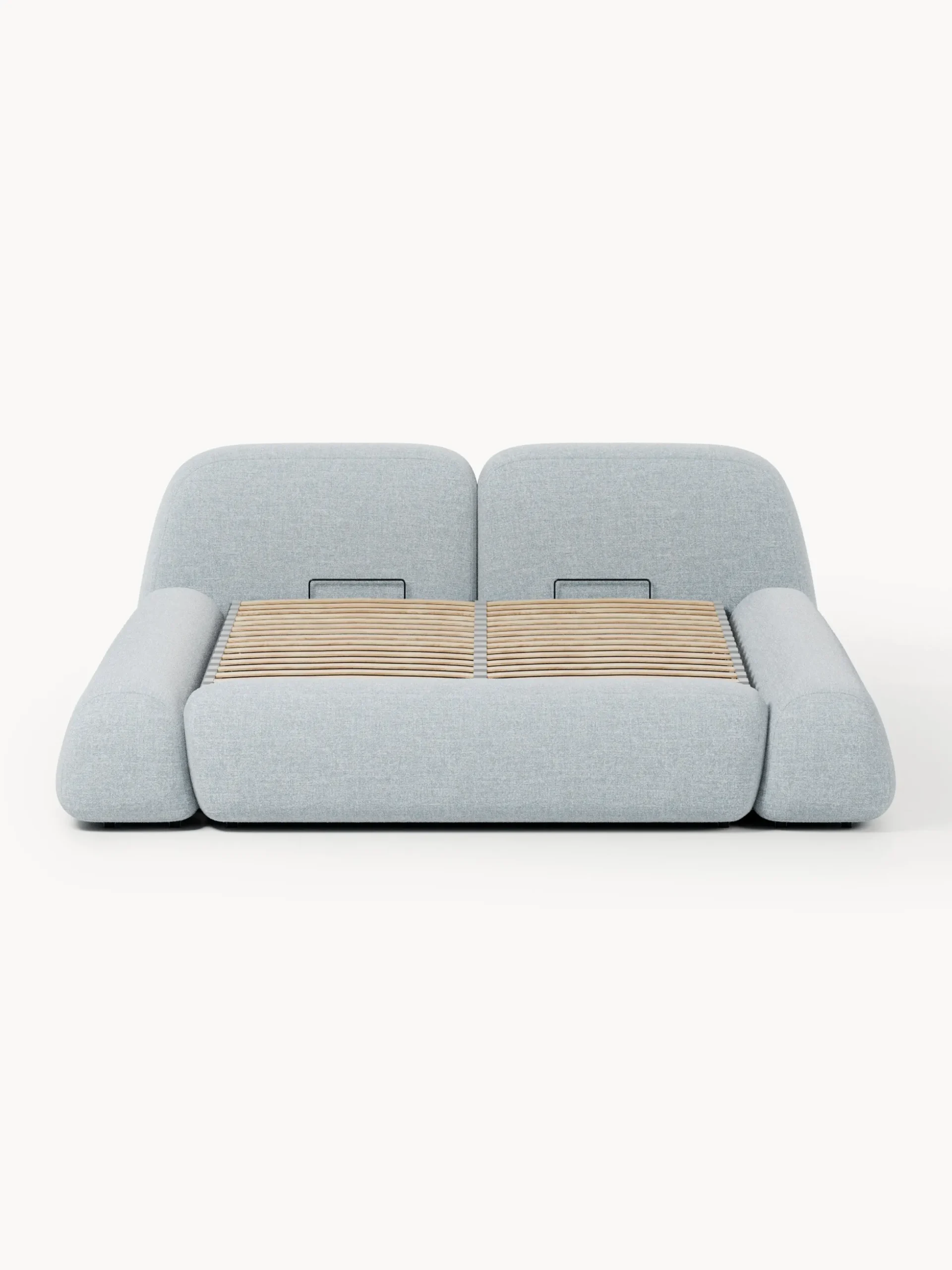 Letto imbottito in bouclé con contenitore Wolke