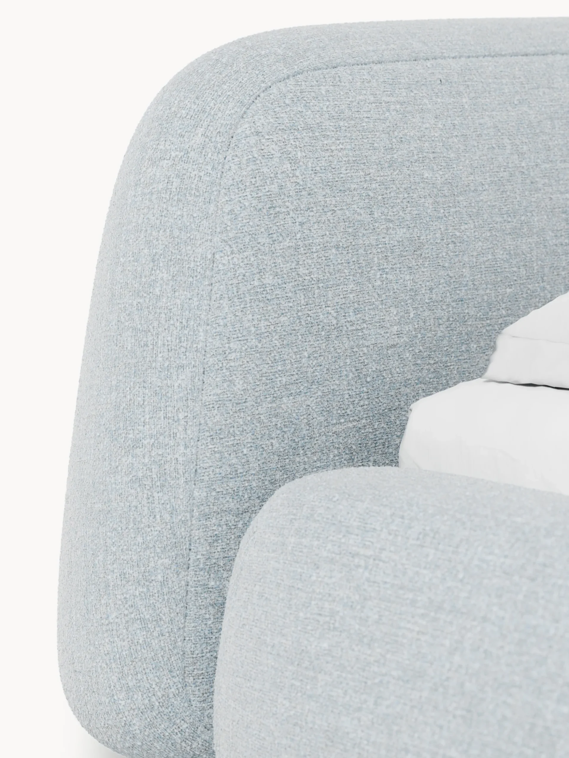 Letto imbottito in bouclé con contenitore Wolke