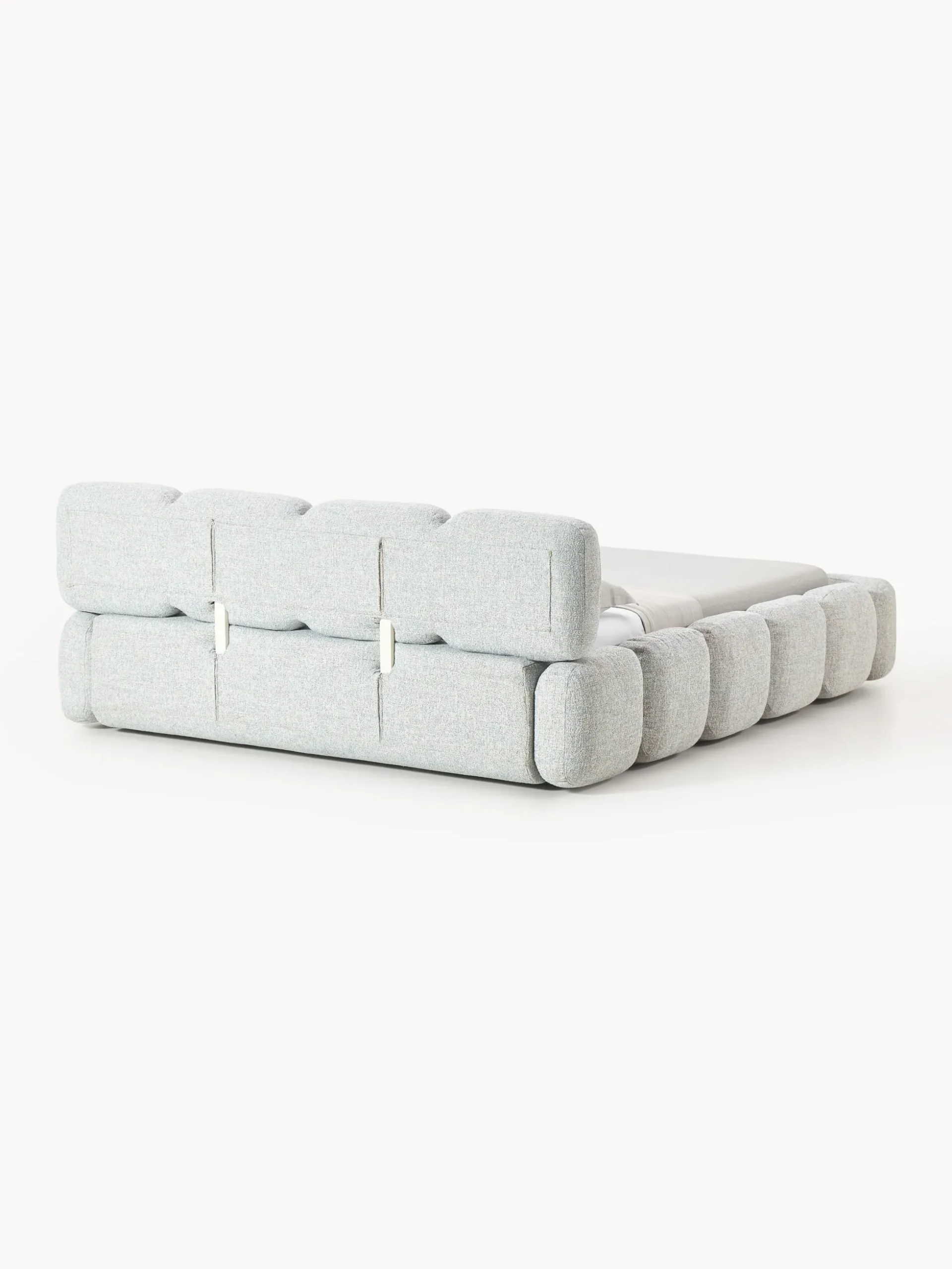 Letto imbottito in bouclé con contenitore Tayla